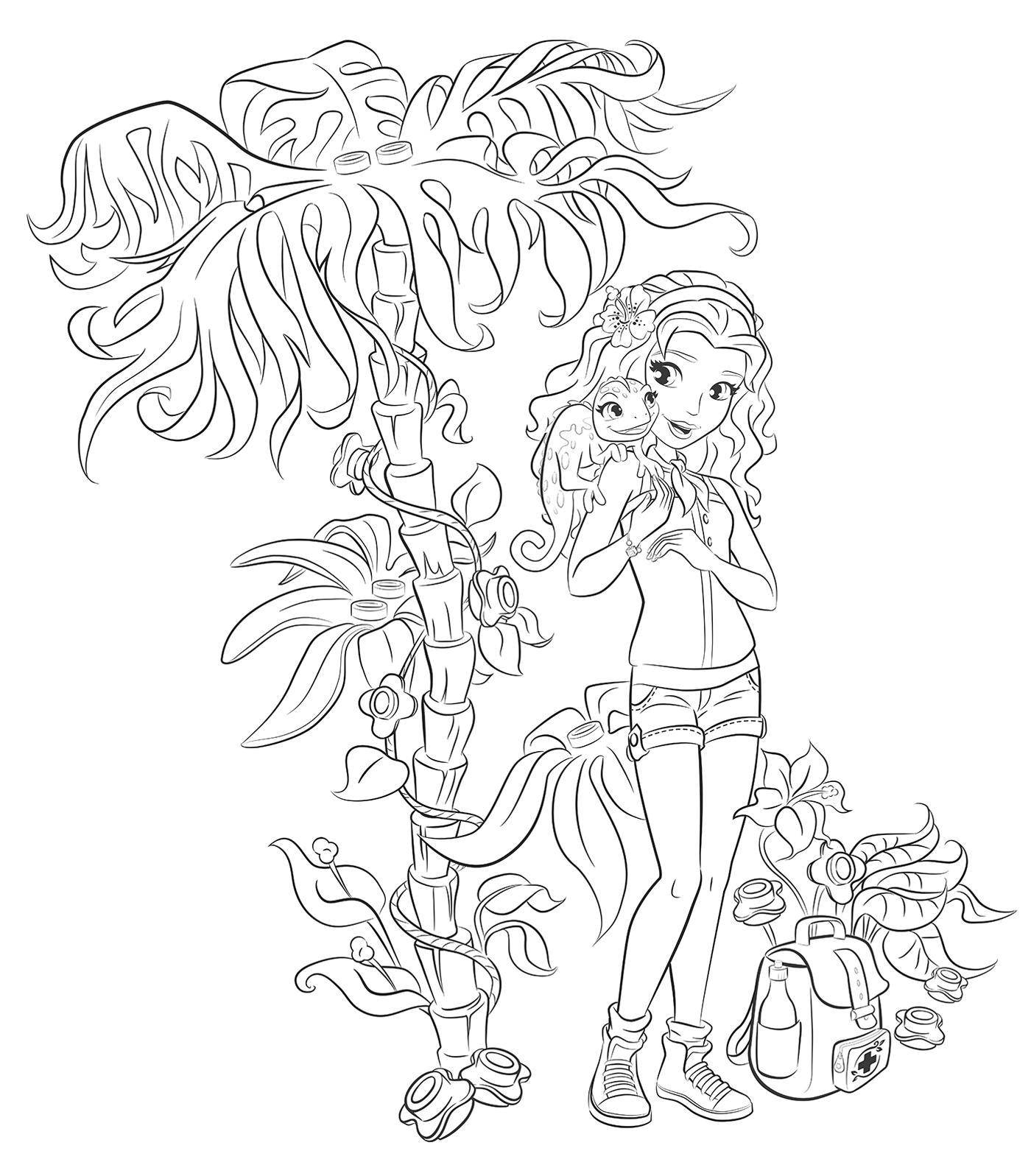 Coloring Girl with a chameleon. Category coloring pages for girls. Tags:  Girl, beauty, fashionista, fashion.