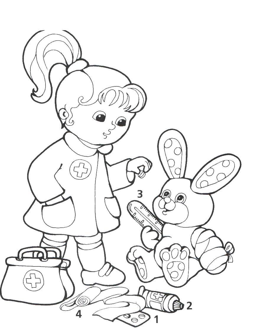 Coloring Girl doctor. Category coloring pages for girls. Tags:  girl , toys.