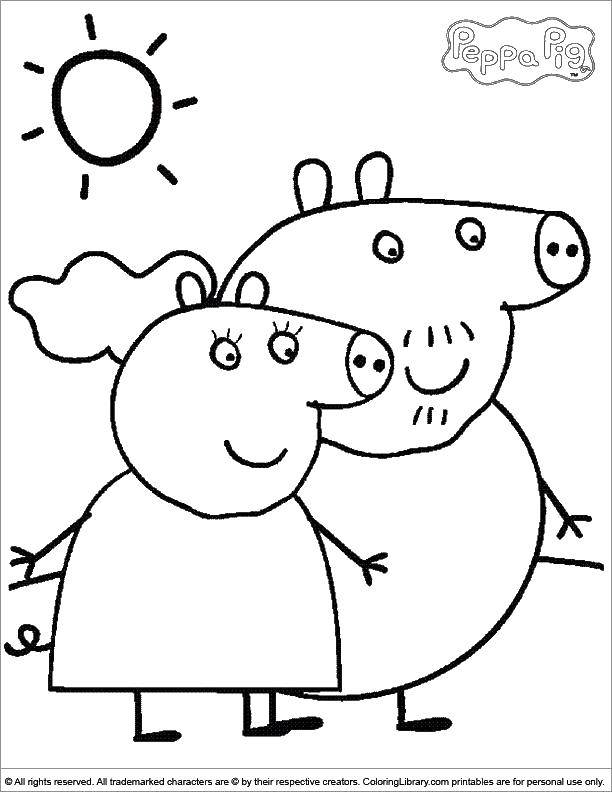 Название: Раскраска Папа и мама свинка. Категория: Персонажи из мультфильма. Теги: свинки.