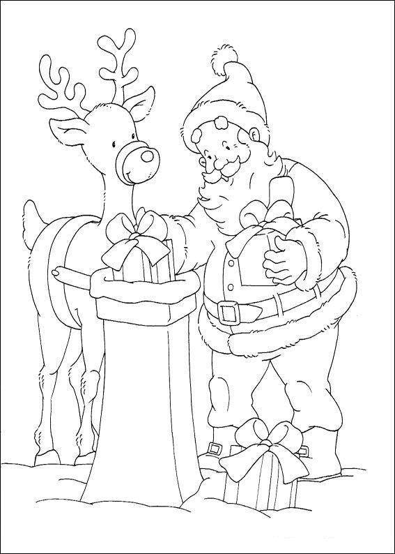 Название: Раскраска Санта кидает подарочки. Категория: Рождество. Теги: Рождество, Санта Клаус, подарки.