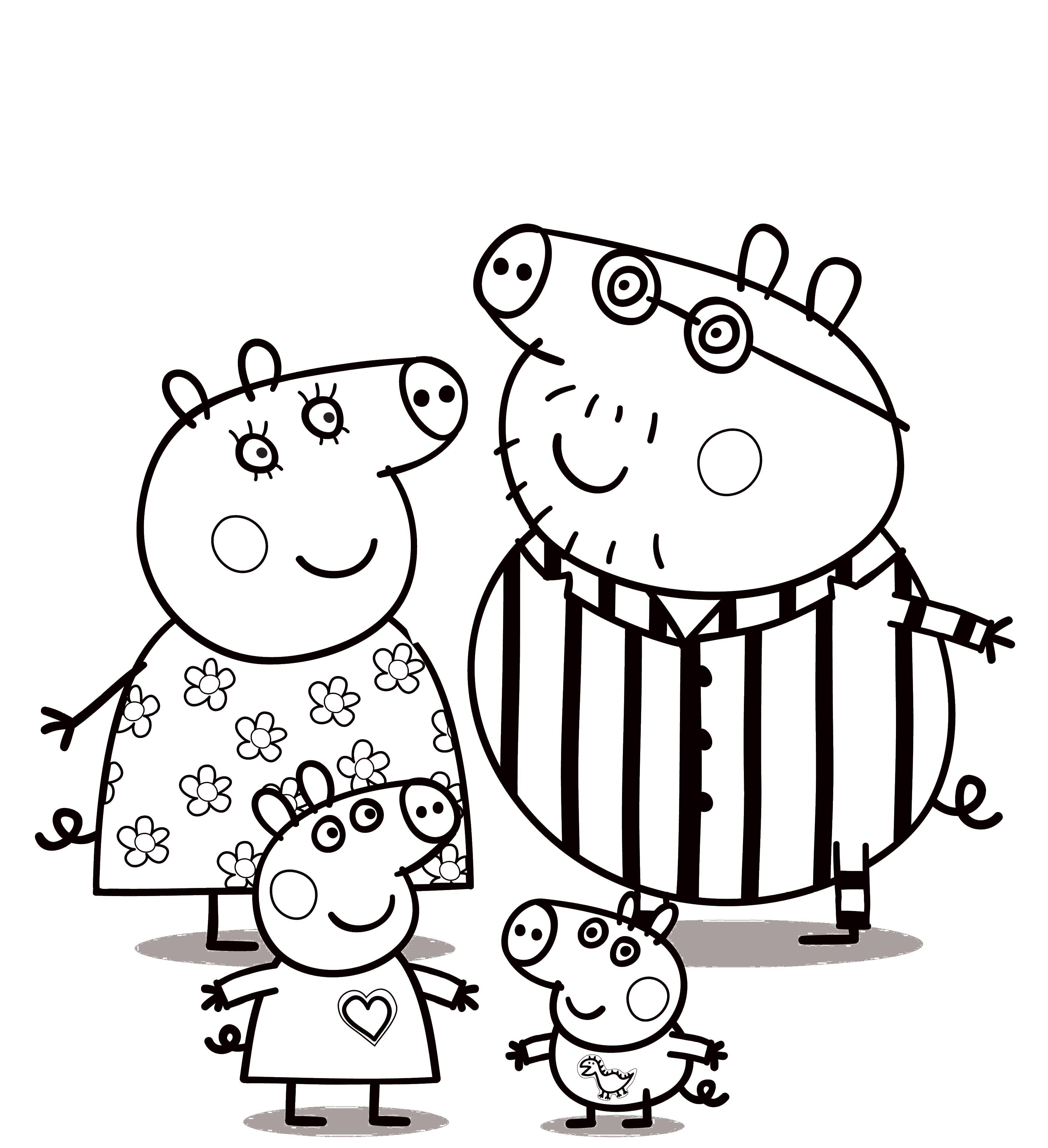 Coloring Family in peppa. Category Family. Tags:  Family, parents, children.
