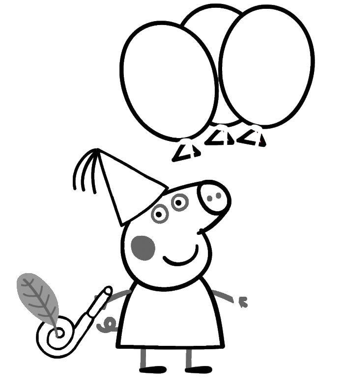 Название: Раскраска Свинка и шарики. Категория: Персонаж из мультфильма. Теги: свинка.шарики.