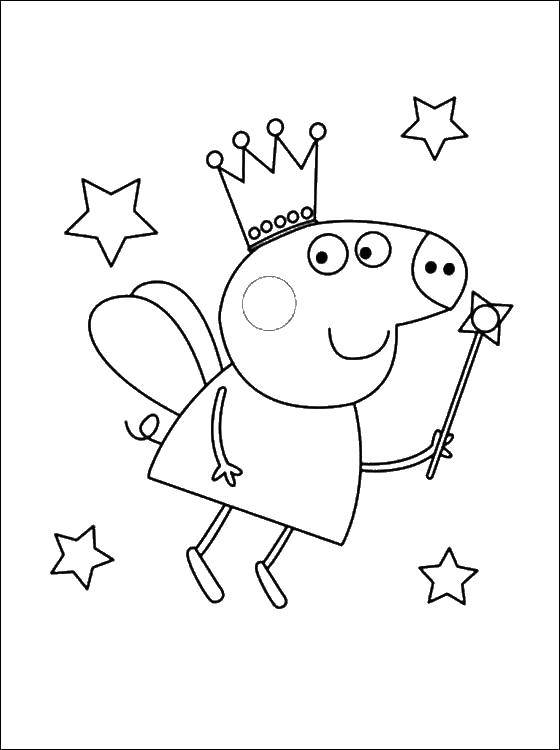 Название: Раскраска Свинка пеппа с короной. Категория: Персонаж из мультфильма. Теги: корона, свинка.