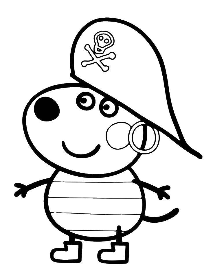 Название: Раскраска Свинка пират. Категория: Персонаж из мультфильма. Теги: пират, свинка.