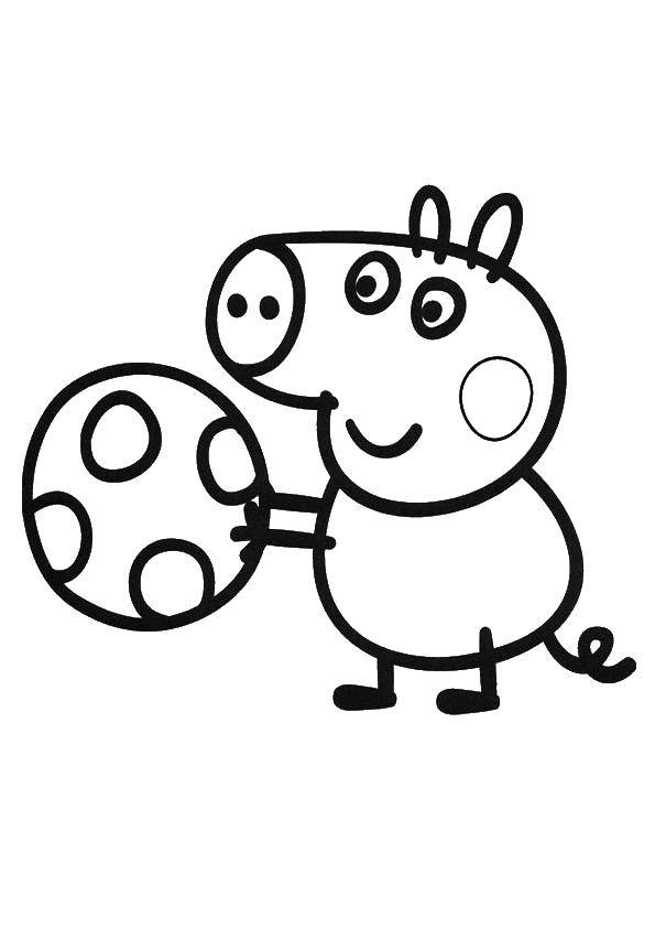 Название: Раскраска Свинка с мячиком. Категория: Персонаж из мультфильма. Теги: мяч, свинка.