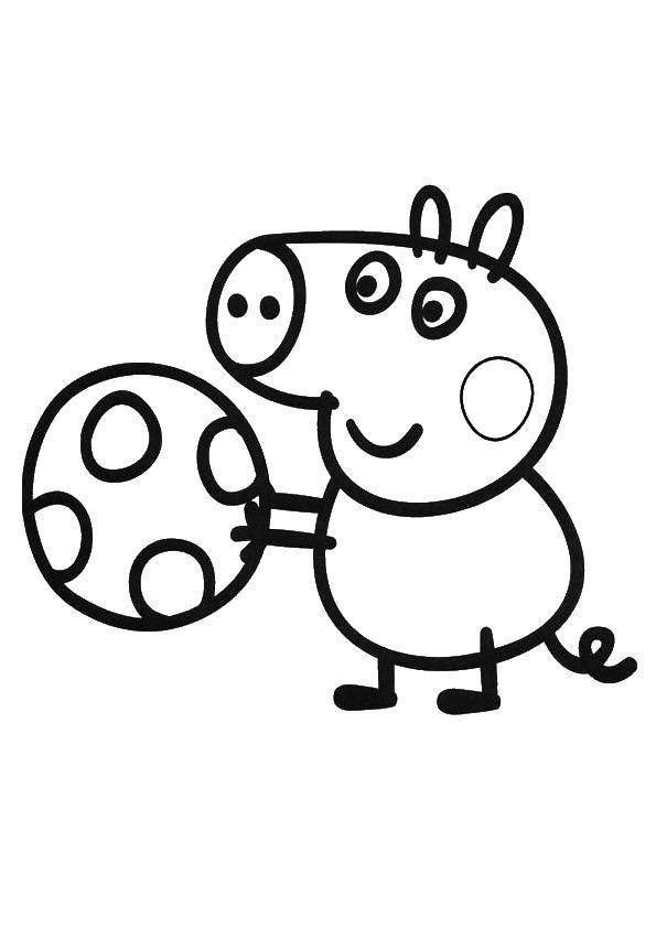 Coloring Pig with ball. Category Cartoon character. Tags:  ball, mumps.