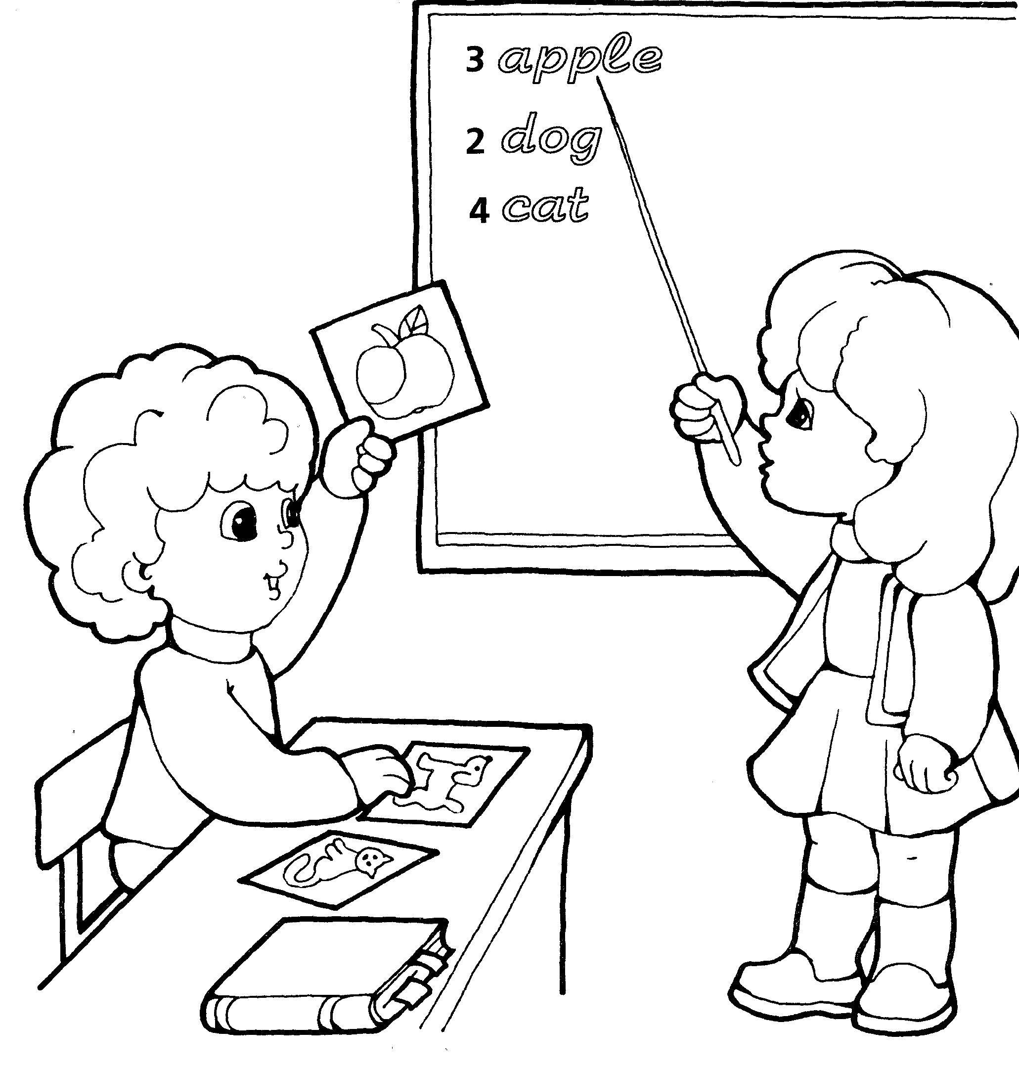Coloring Student and teacher. Category coloring for little ones. Tags:  teacher, student.