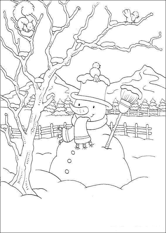Название: Раскраска Заснеженный снеговик. Категория: снеговик. Теги: Снеговик, снег, зима.