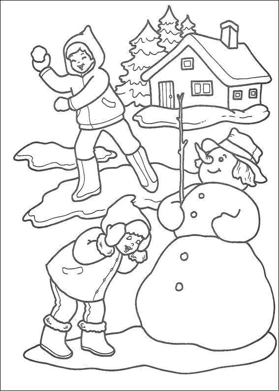 Coloring Winter games. Category winter. Tags:  Winter, children, snow, fun.