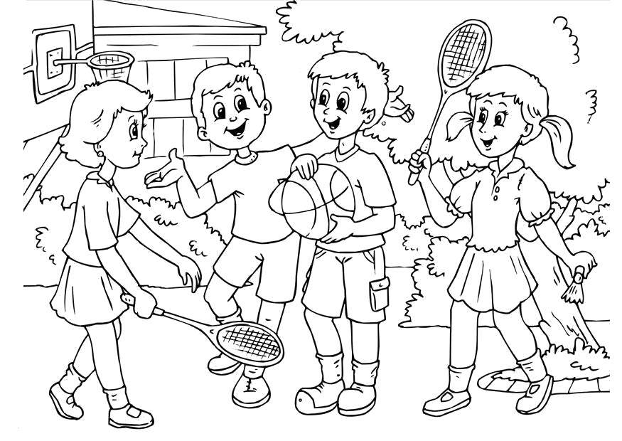 Coloring Children play games. Category friendship. Tags:  Sports, kids, ball game.