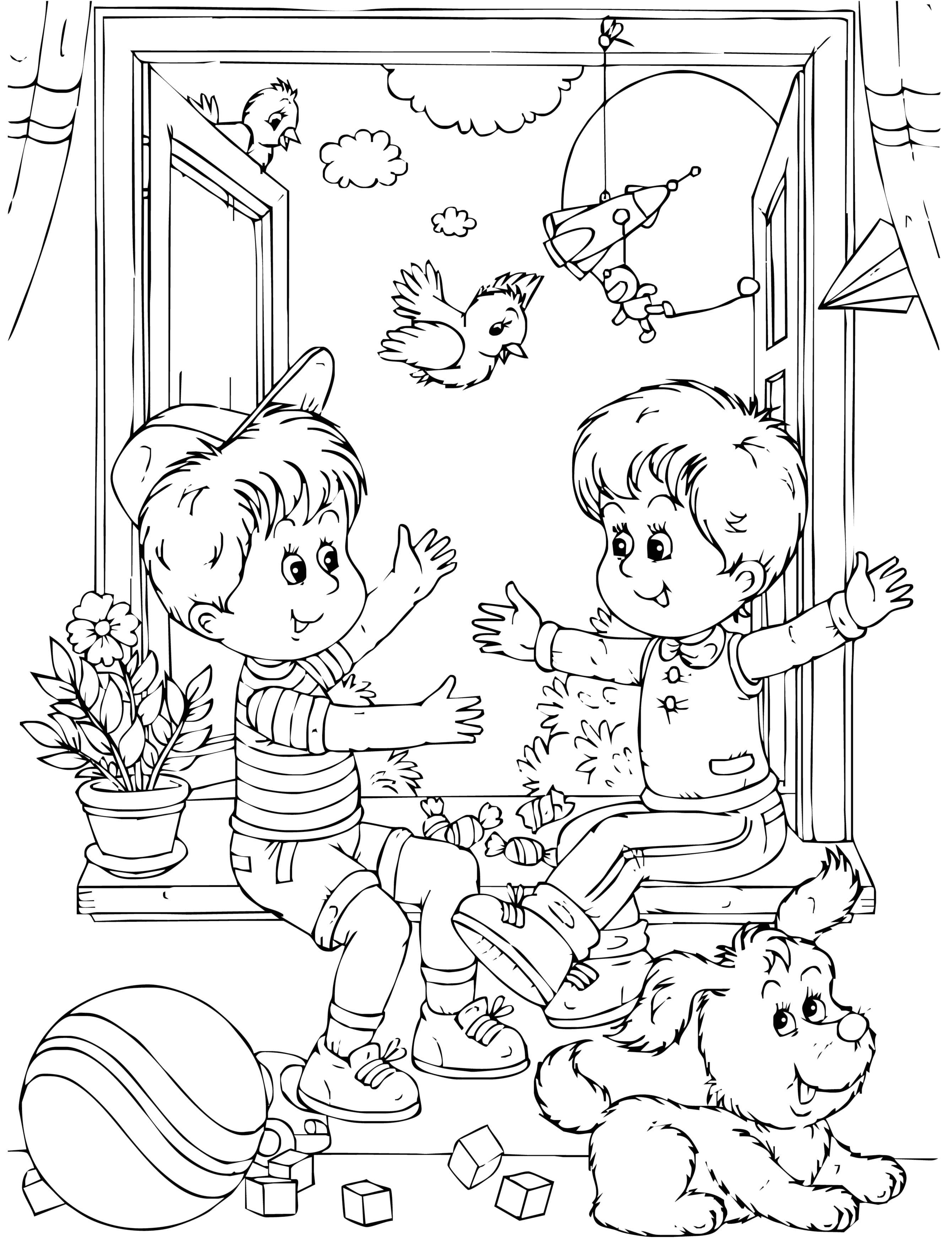 Coloring Friends guys. Category friendship. Tags:  Children, girl, boy.