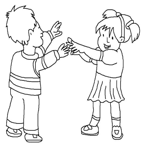 Coloring Boy and girl. Category friendship. Tags:  Children, girl, boy.