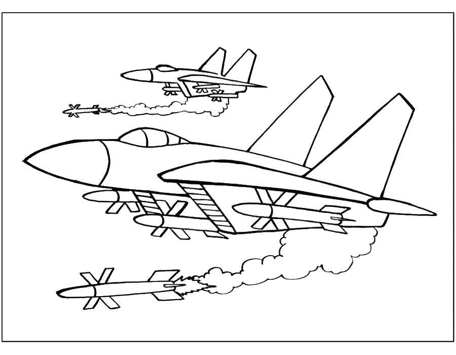 Название: Раскраска Военный самолет. Категория: транспорт. Теги: самолет.