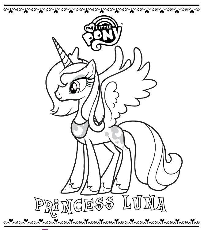 Название: Раскраска Принцесса луна. Категория: мой маленький пони. Теги: Пони, My little pony .
