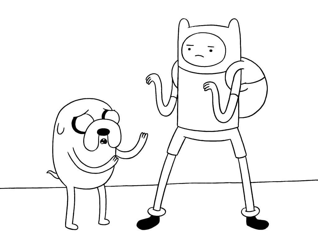 Coloring Finn and Jake are friends. Category adventure time. Tags:  The character from the cartoon, Adventure Time.