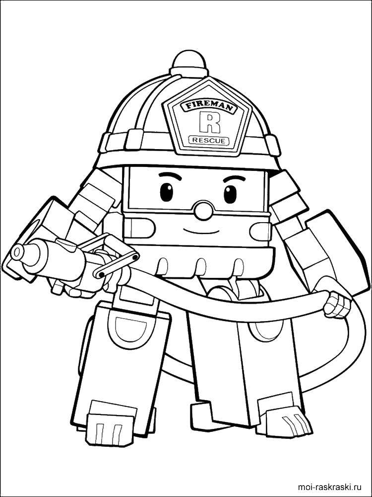 Название: Раскраска Поли робокар пожарник. Категория: Персонаж из мультфильма. Теги: поли робокар.