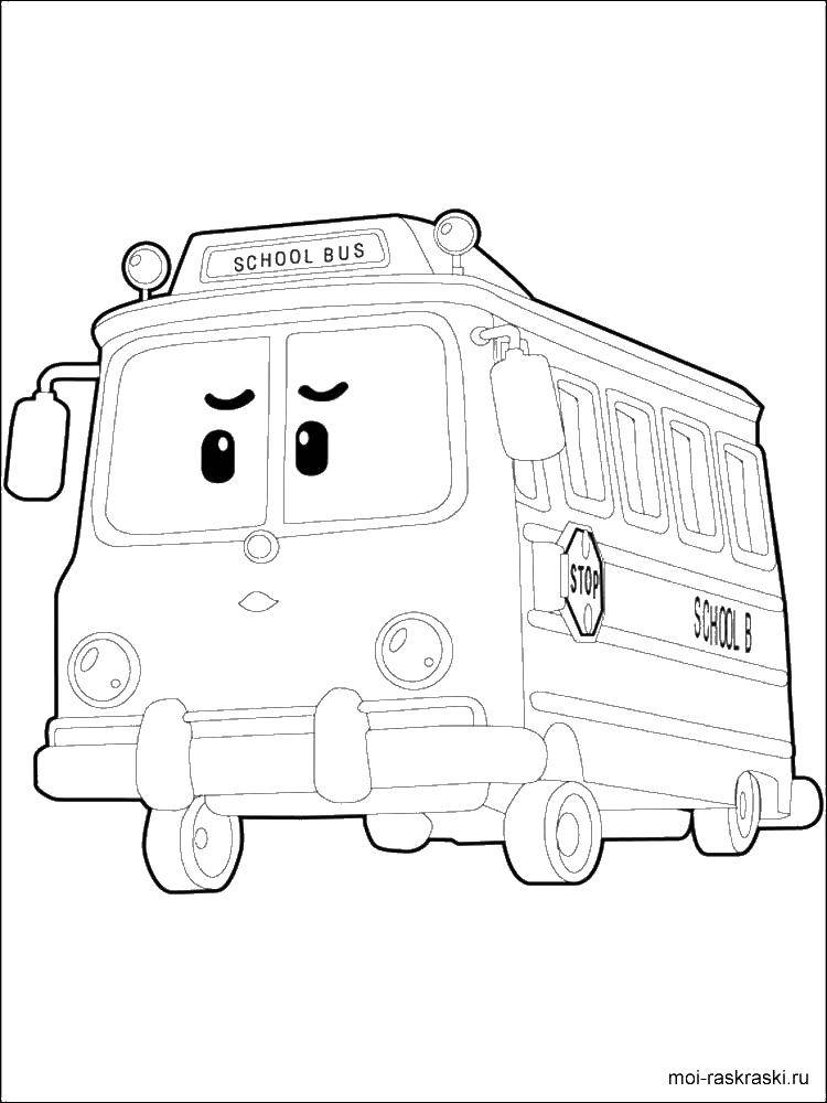 Название: Раскраска Поли робокар. Категория: Персонаж из мультфильма. Теги: поли робокар, автобус.