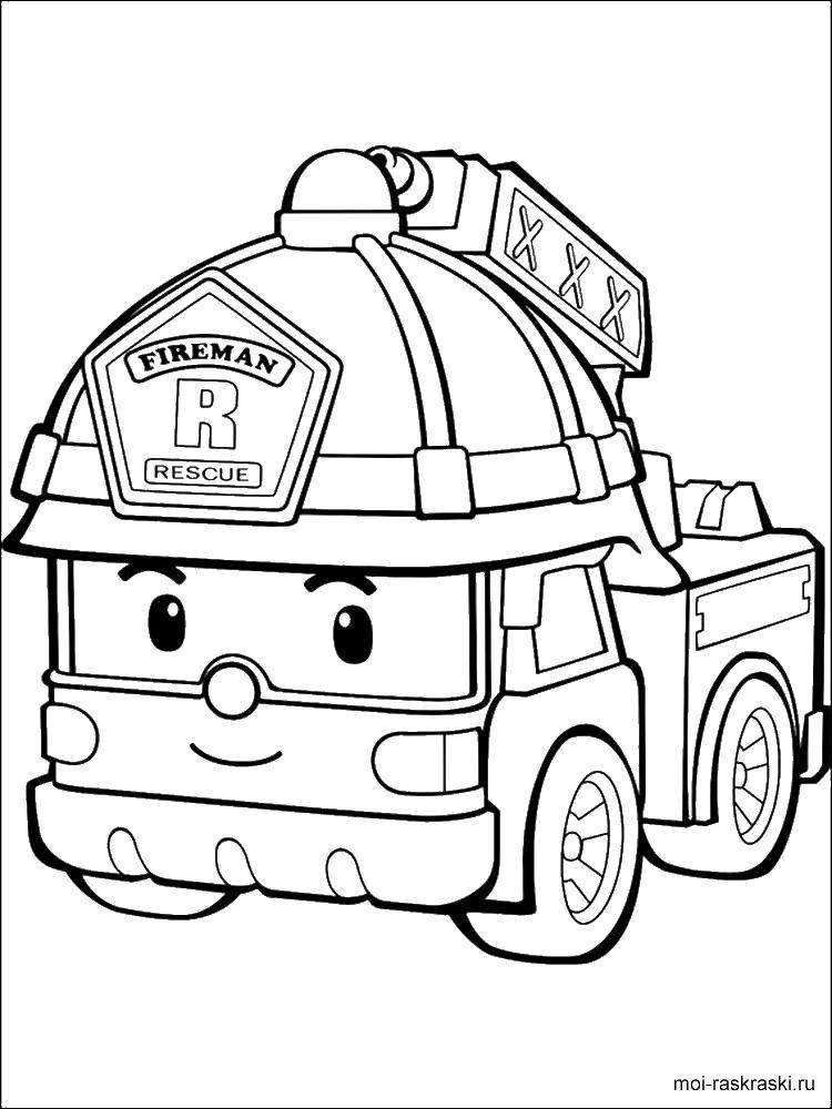 Coloring Robocar poli. Category Cartoon character. Tags:  robocar poli, fire machine.