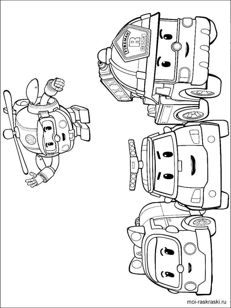 Название: Раскраска Поли робокар. Категория: Персонажи из мультфильма. Теги: поли робокар, друзья.
