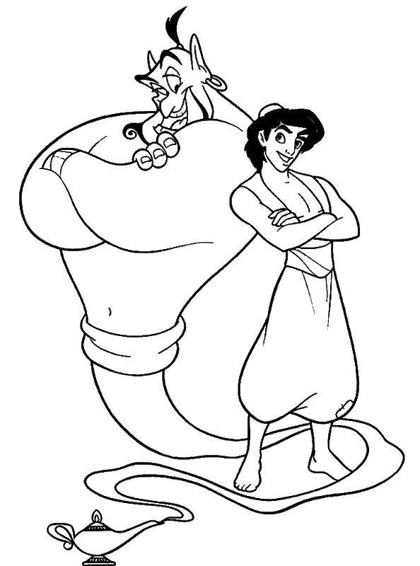 Coloring Aladdin and Genie. Category Disney cartoons. Tags:  Aladdin , Jean.