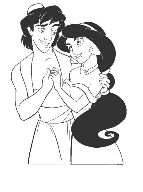 Coloring Aladdin and Princess Scheherazade. Category The characters from fairy tales. Tags:  Aladdin, Princess Scheherazade.
