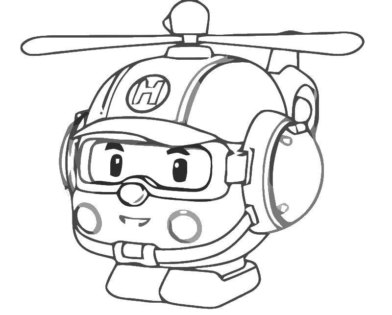 Название: Раскраска Хэли вертолет робокар. Категория: поли робокар. Теги: Хэли, робокар.