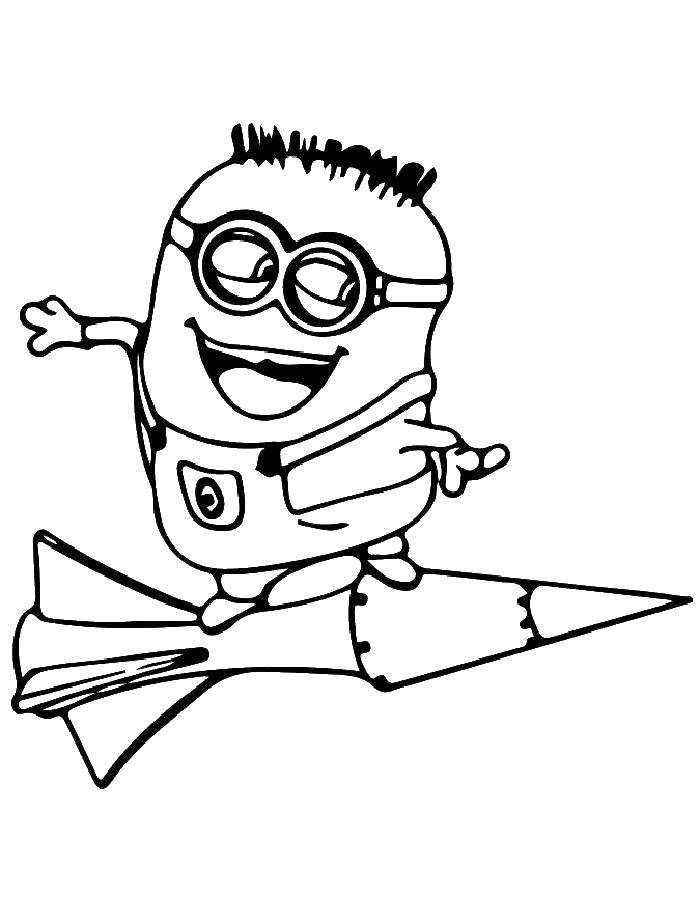 Coloring Minion on rocket. Category the minions. Tags:  the minions.
