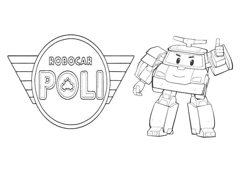 Название: Раскраска Поли робокар. Категория: поли робокар. Теги: Полиция, машина, Поли, робокар.