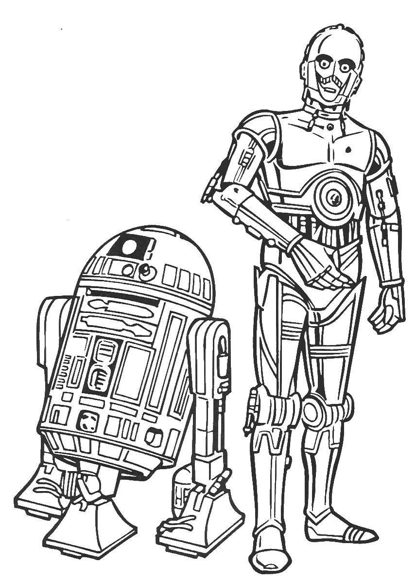 Название: Раскраска Дроиды. Категория: звездные войны. Теги: дроид, робот, звездные войны.