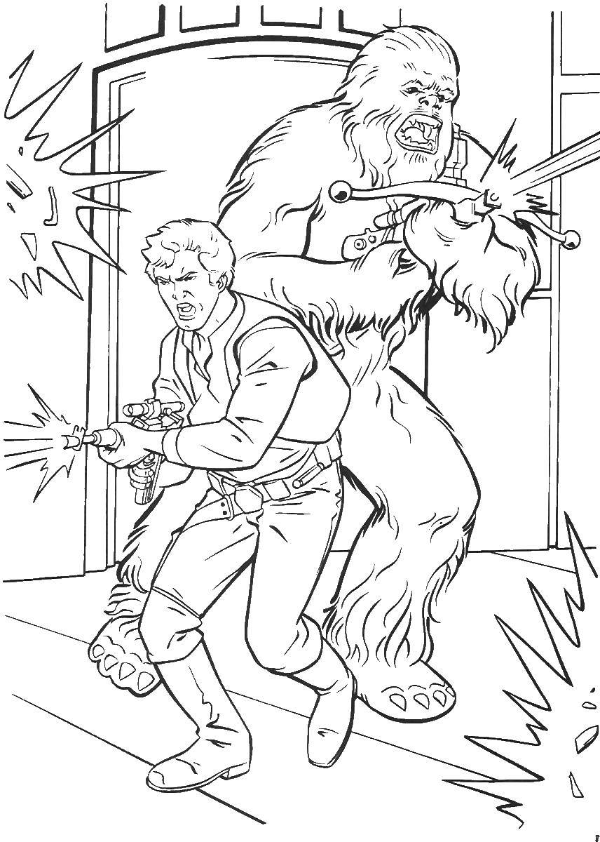 Coloring Han solo and Chewbacca. Category star wars . Tags:  star wars , Han Solo, Chewbacca.