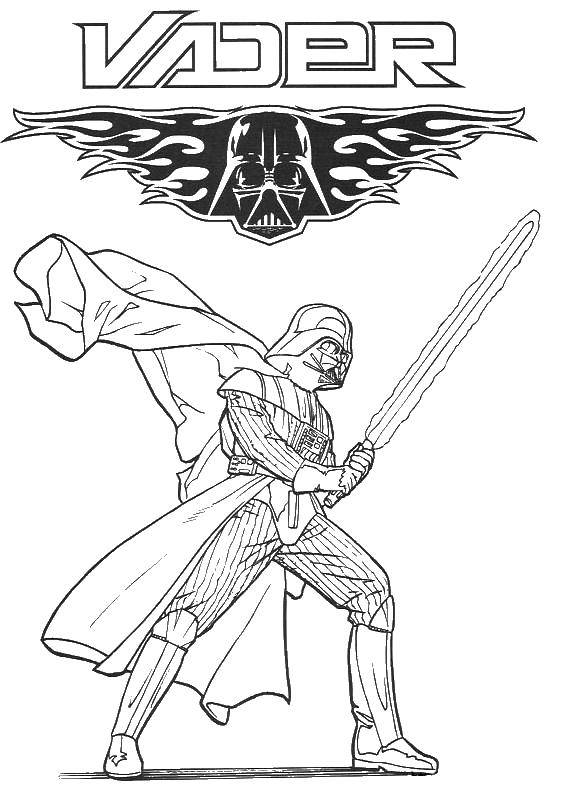 Coloring Darth Vader with a lightsaber sword. Category star wars ships. Tags:  Darth Vader.
