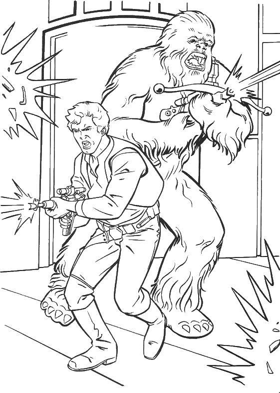 Coloring Han solo and Chewbacca. Category star wars . Tags:  Han solo , Chewbacca, star wars.
