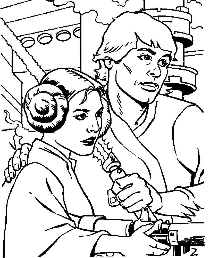 Название: Раскраска Люк и принцесса. Категория: звездные войны корабли. Теги: люк, принцесса.
