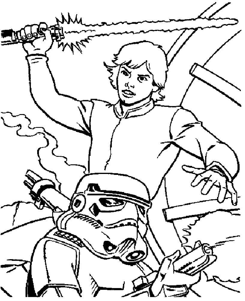 Название: Раскраска Люк против солдат. Категория: звездные войны корабли. Теги: люк.