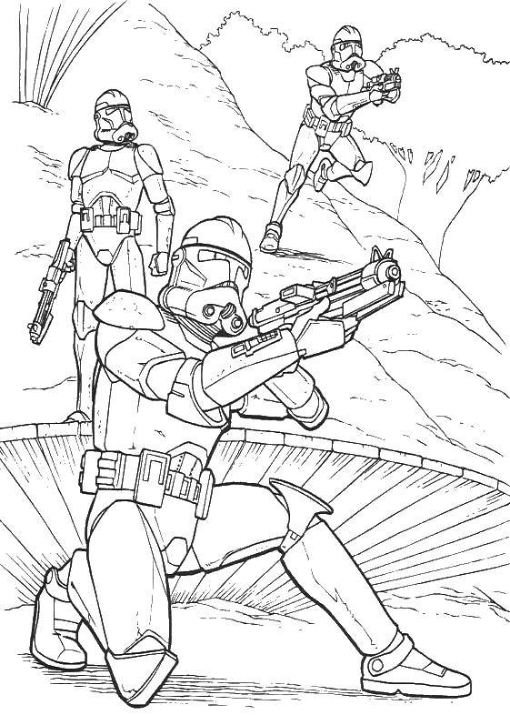 Coloring Soldiers with guns. Category star wars ships. Tags:  soldiers.
