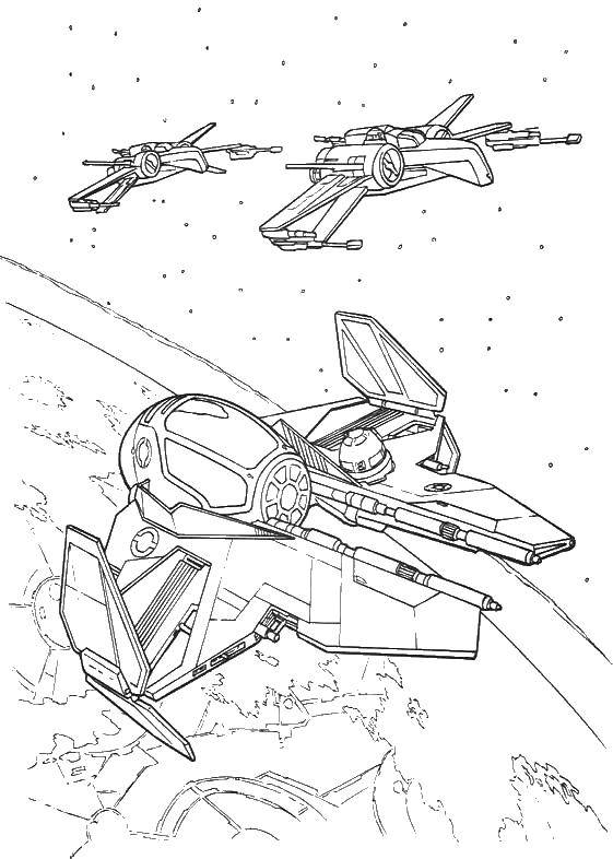 Coloring Military space ships. Category star wars ships. Tags:  military space ships.