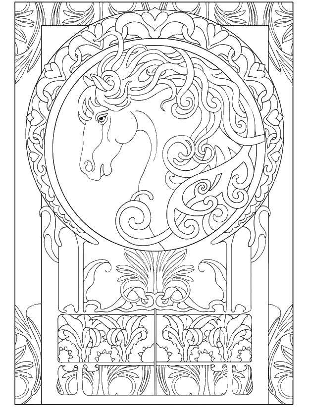 Coloring Horse. Category coloring for adults. Tags:  horse.