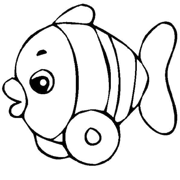 Название: Раскраска Рыбка на колесиках. Категория: игрушка. Теги: рыбка.