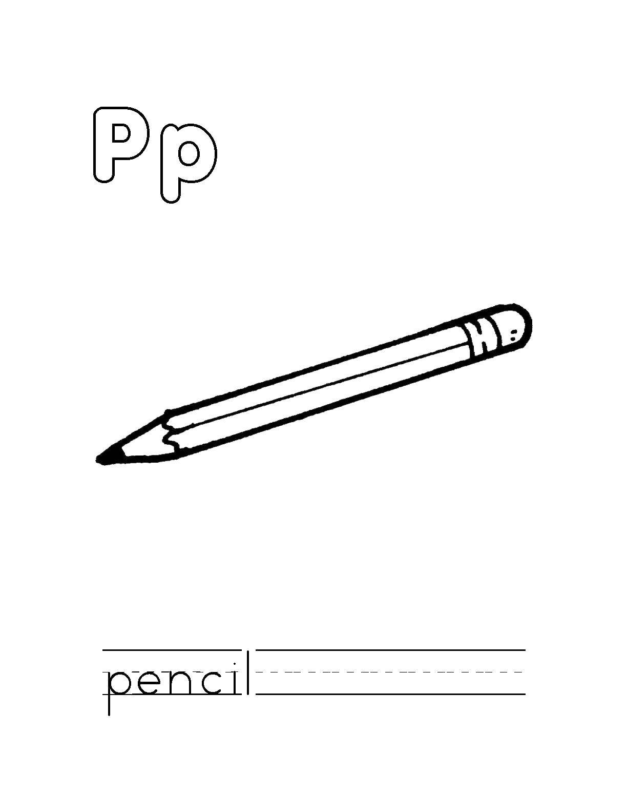 Coloring Letter PI pencil. Category English worksheets. Tags:  recipe.