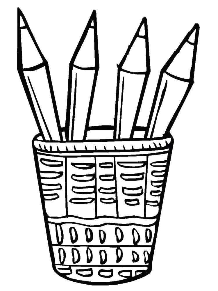 Название: Раскраска Карандашы в посуде. Категория: карандаш. Теги: посуда, карандашы.
