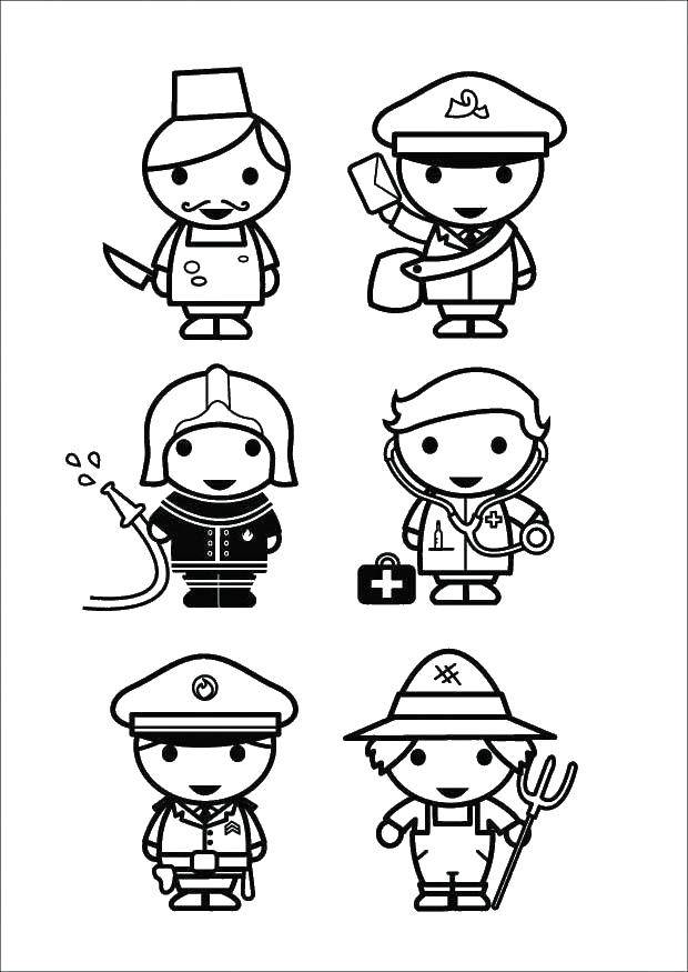 Название: Раскраска Маленкие пожарники. Категория: раскраски для маленьких. Теги: дети, пожарники.
