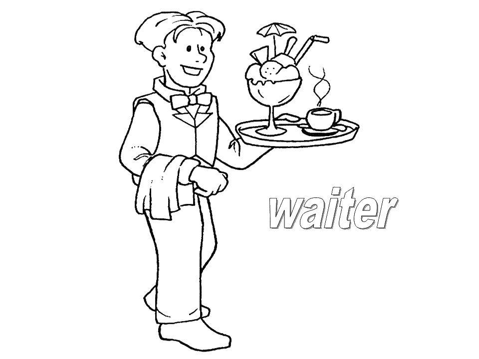 Coloring The waiter. Category simple coloring. Tags:  the waiter.