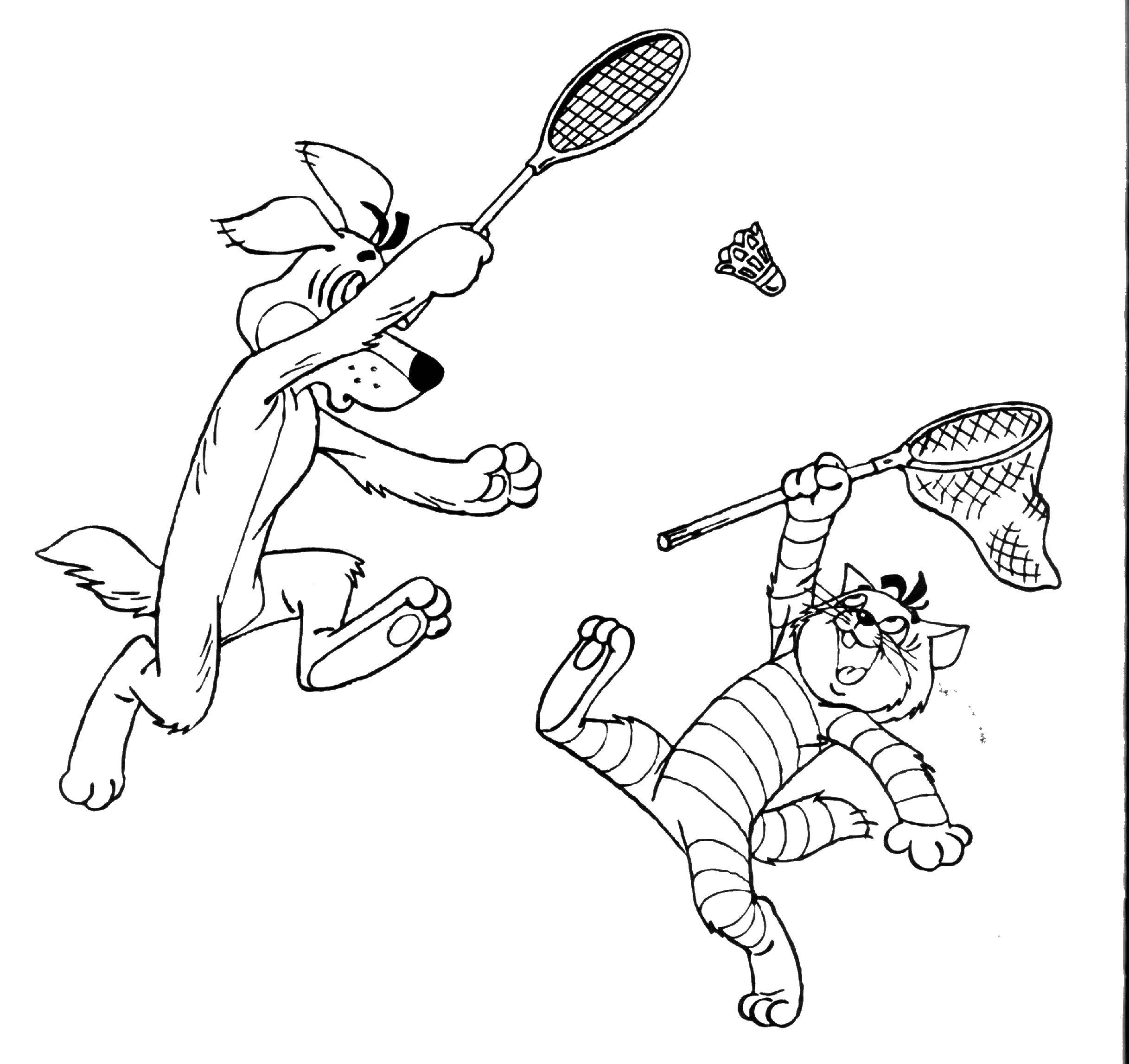 Coloring Dog and cat Matroskin. Category Characters cartoon. Tags:  cat, dog.