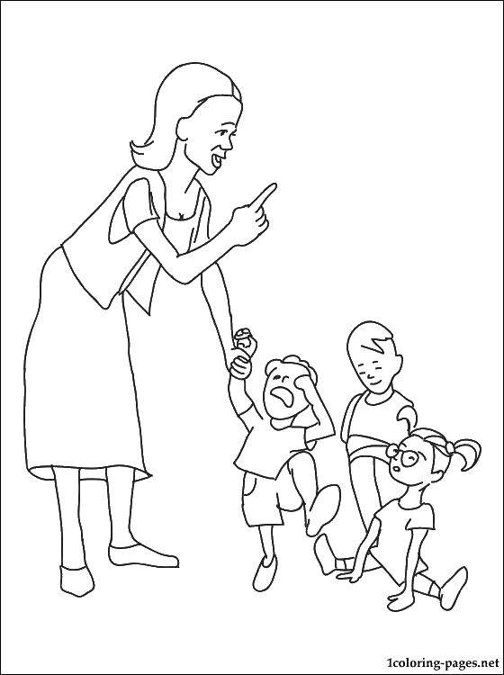 Coloring The teacher. Category a profession. Tags:  the children, the teacher.