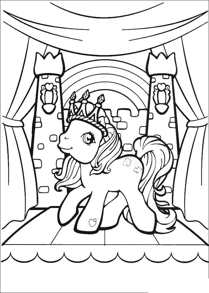 Coloring Pony with crown. Category cartoon. Tags:  ponies.