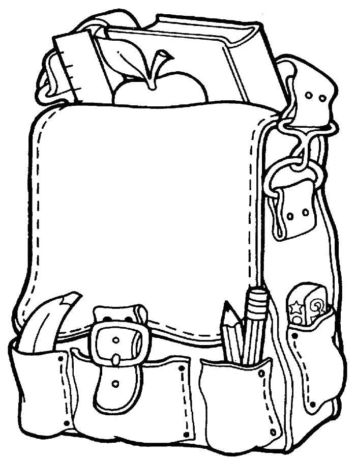 Название: Раскраска Рюкзак школьный. Категория: школьные принадлежности. Теги: рюкзак.
