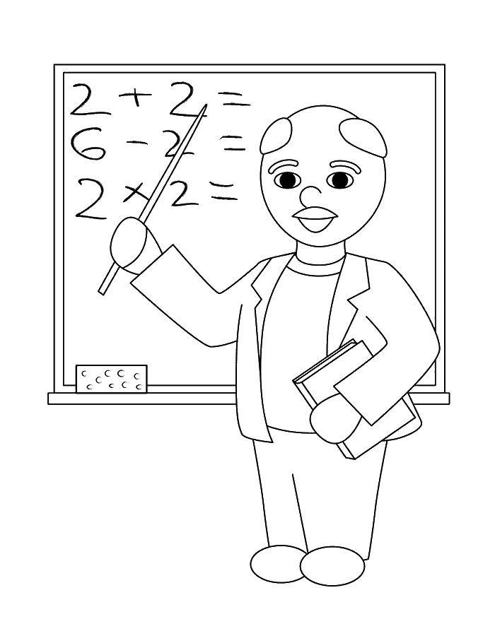 Coloring Math teacher. Category school supplies. Tags:  teacher, blackboard.