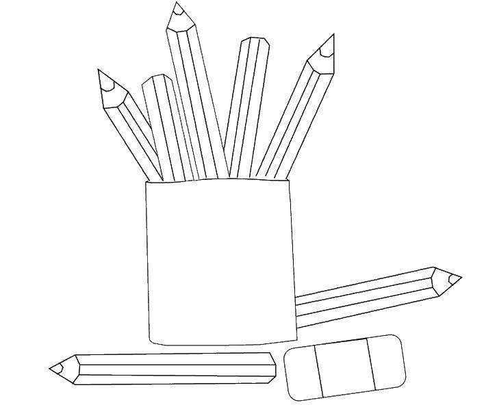 Название: Раскраска Карандаши в карандашнице. Категория: школьная доска. Теги: карандашница.