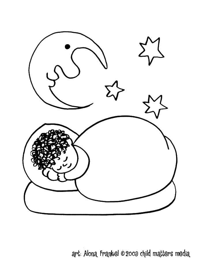 Название: Раскраска Малыш спит. Категория: Раскраски для малышей. Теги: сон, малыш.