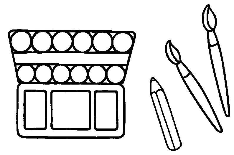 Coloring School supplies. Category school supplies. Tags:  brushes, paint.